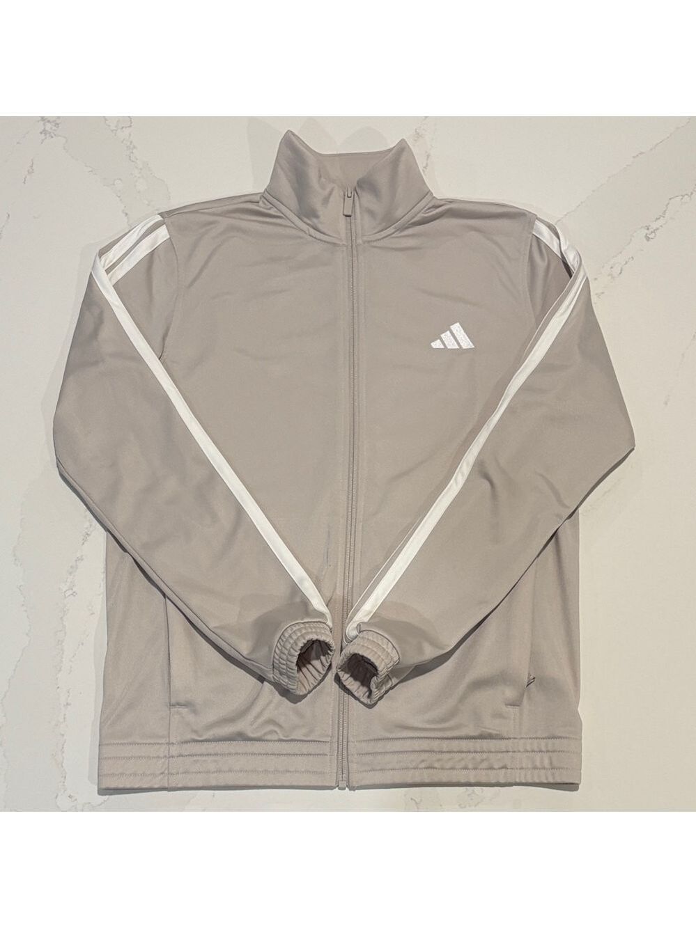 Adidas Light Gray/beige Zip-Up Jacket size Medium